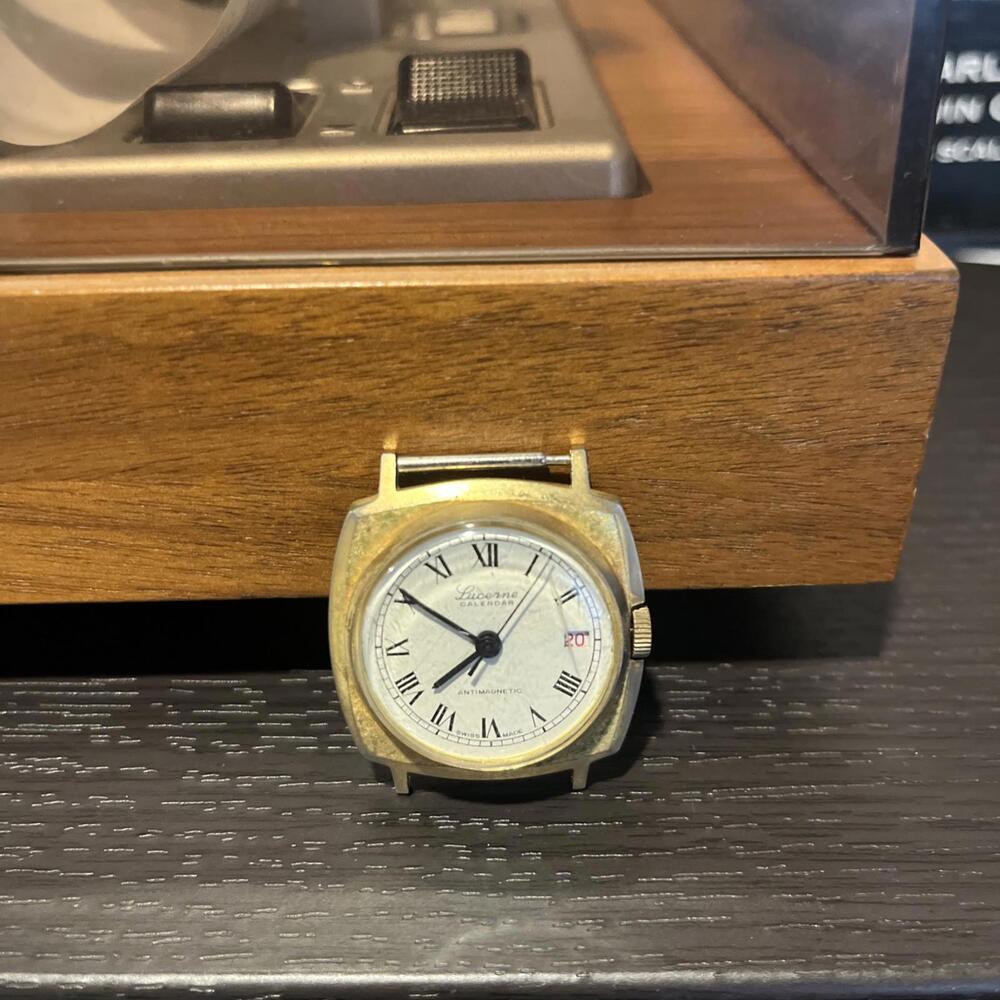 Vintage Men's Lucerne Calendar - Swiss Made Watch - Gold Tone - For Parts